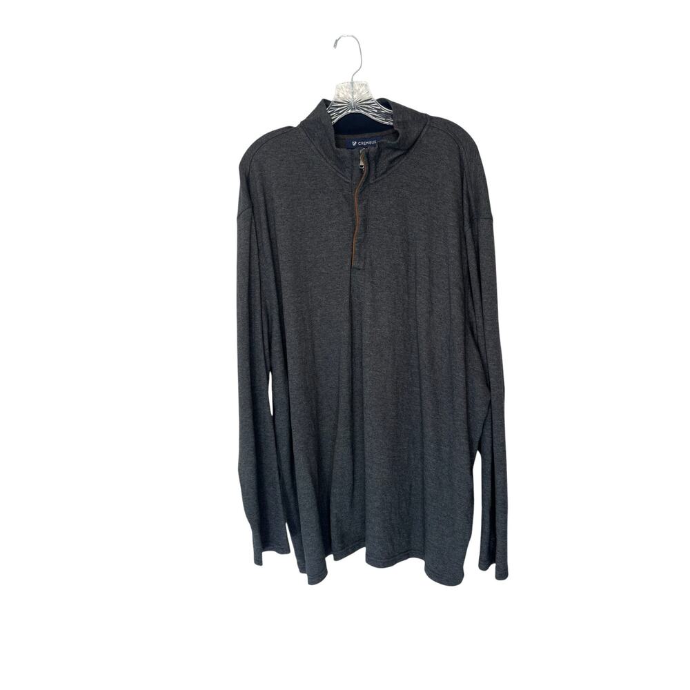 Cremieux Men's Gray Mock Neck Soft Cotton Blend Half Zip Pullover Size‎ XXL